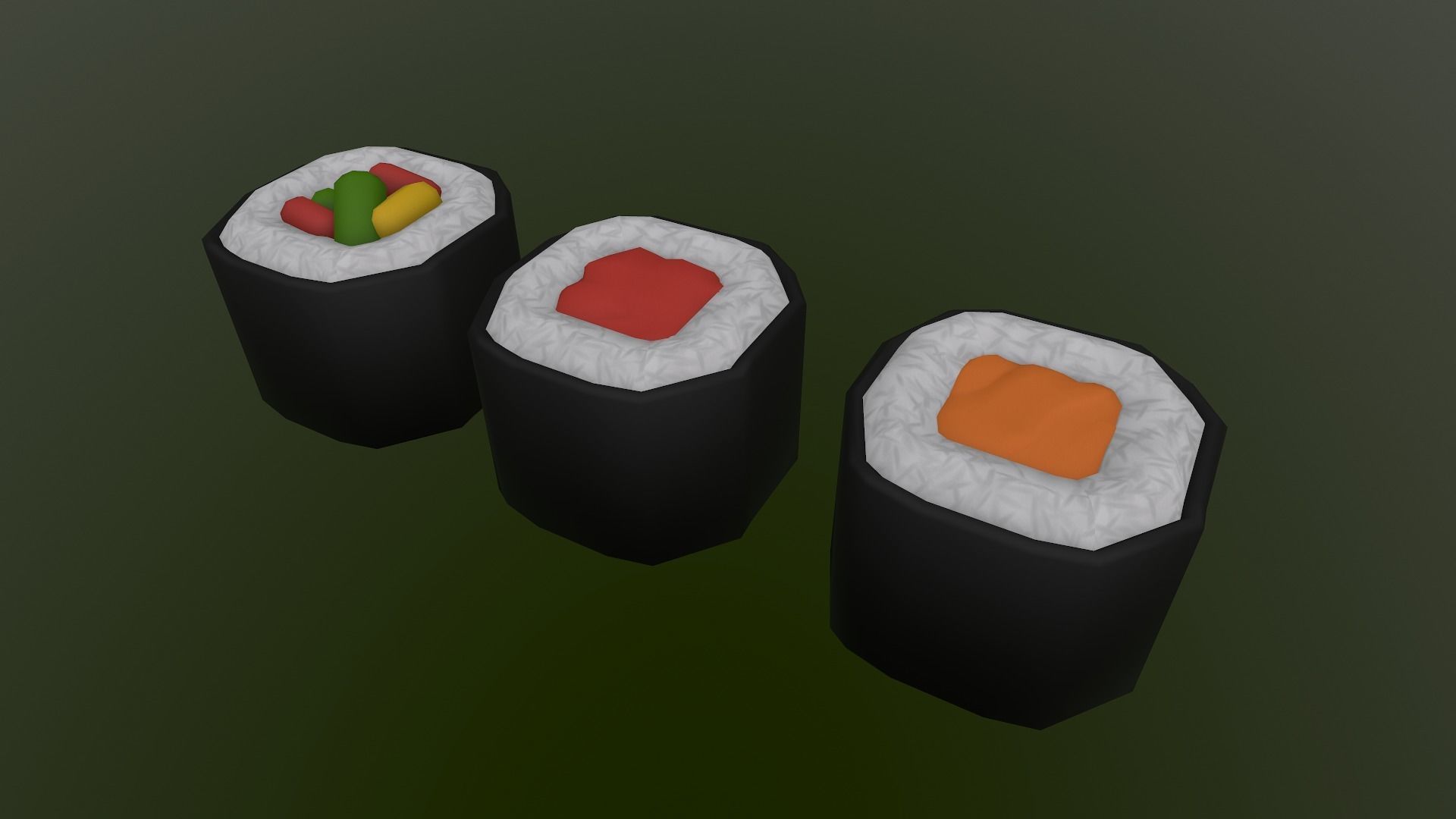 Stylized Sushi Low-poly 3D model_23