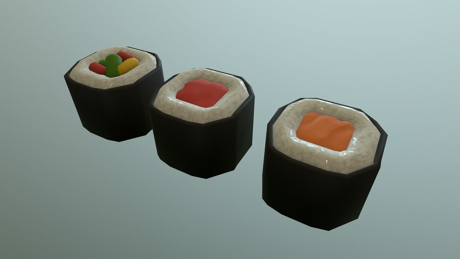 Stylized Sushi Low-poly 3D model_14