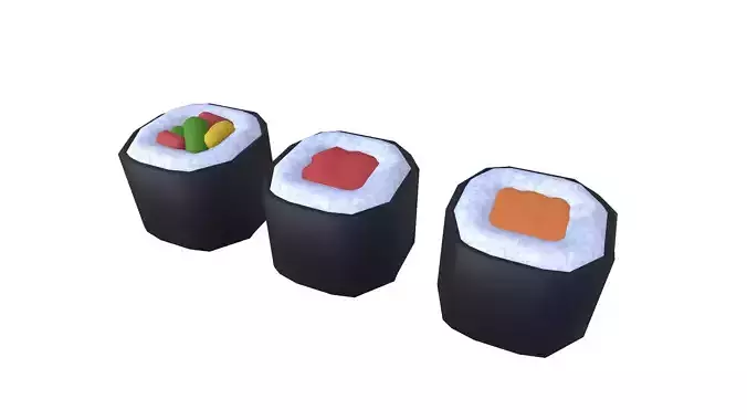 Stylized Sushi Low-poly 3D model