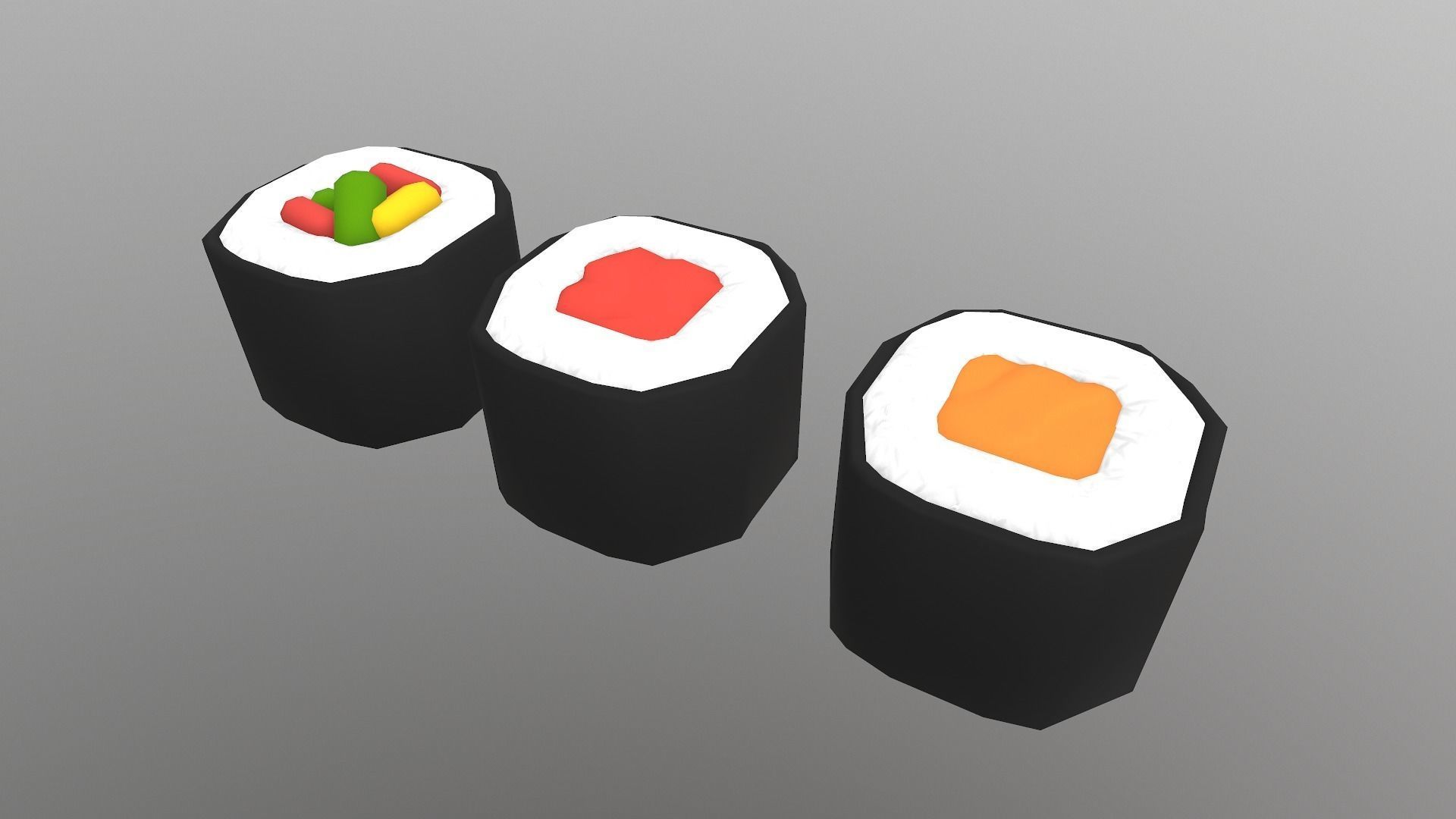Stylized Sushi Low-poly 3D model_17