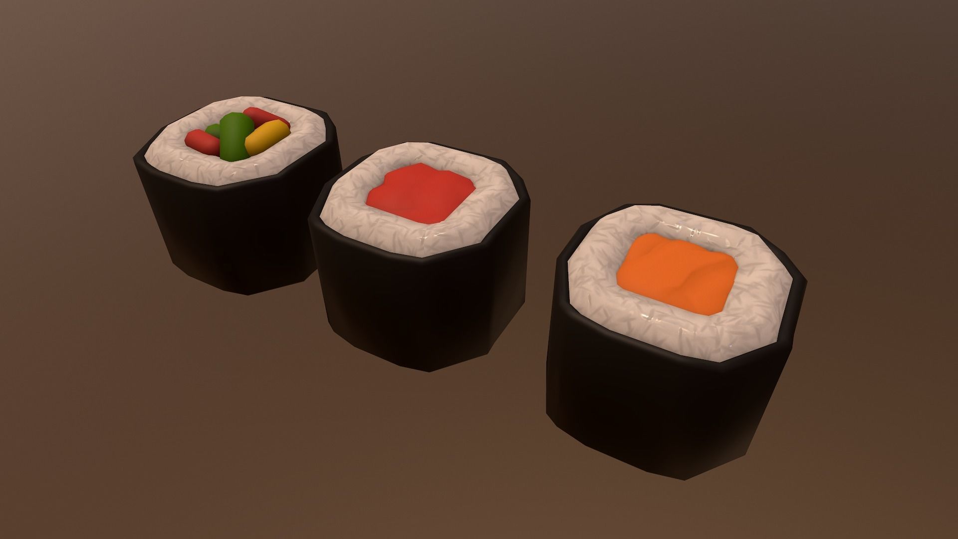 Stylized Sushi Low-poly 3D model_15