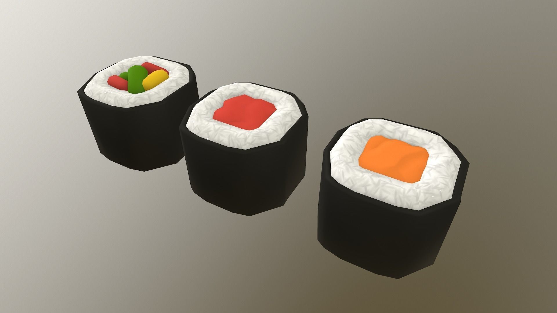 Stylized Sushi Low-poly 3D model_26