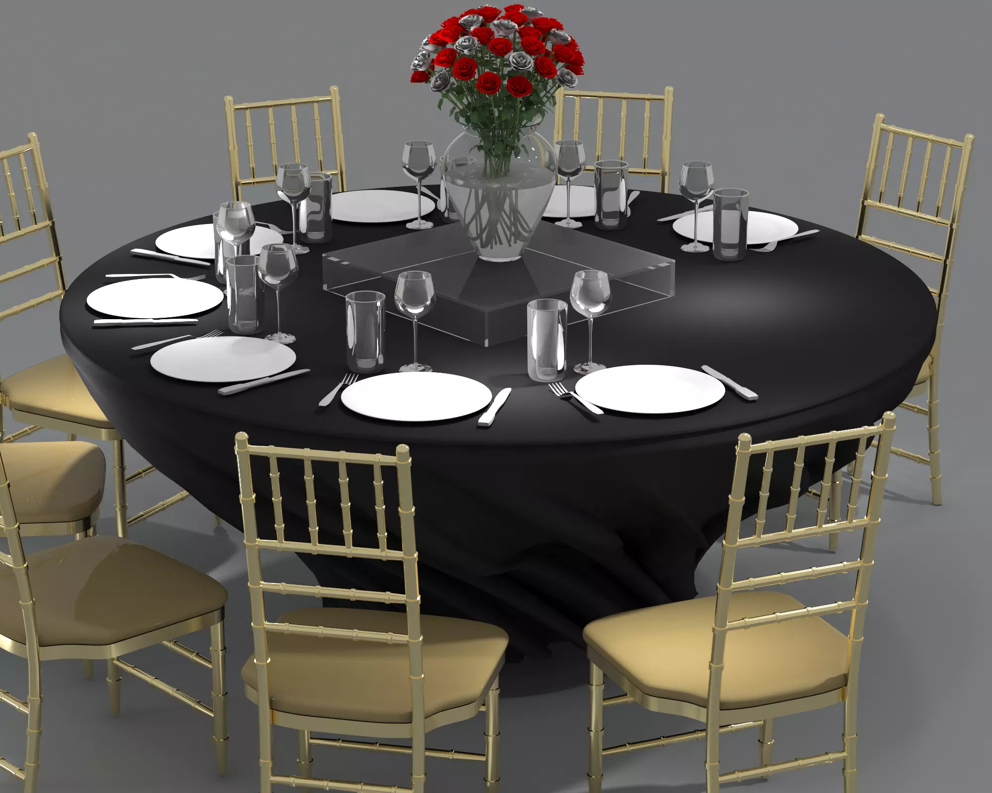 table chair booth events 3D model_0