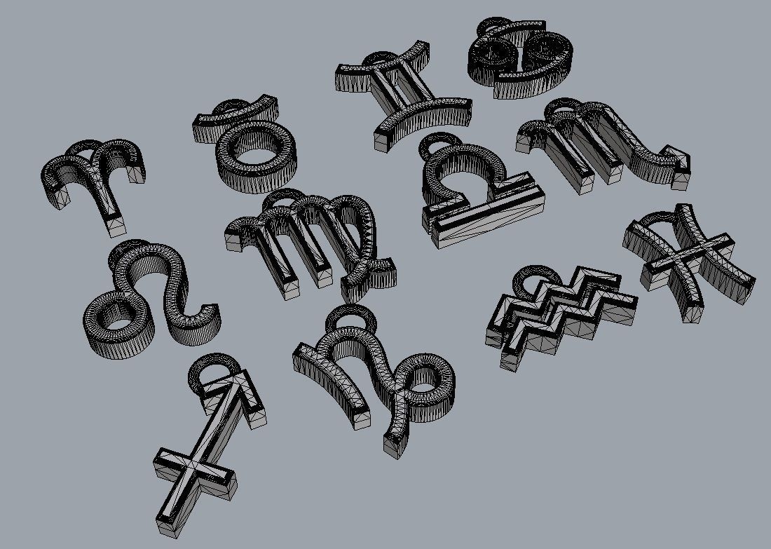 Zodiac Pendants -  2 versions 3D Model Collection_15