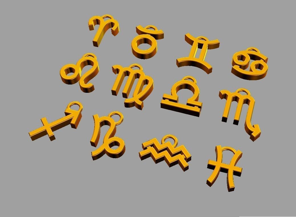 Zodiac Pendants -  2 versions 3D Model Collection_17