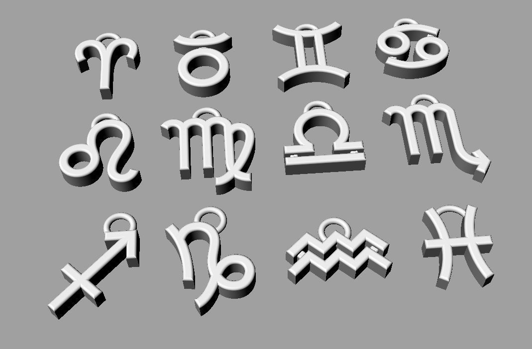 Zodiac Pendants -  2 versions 3D Model Collection_14
