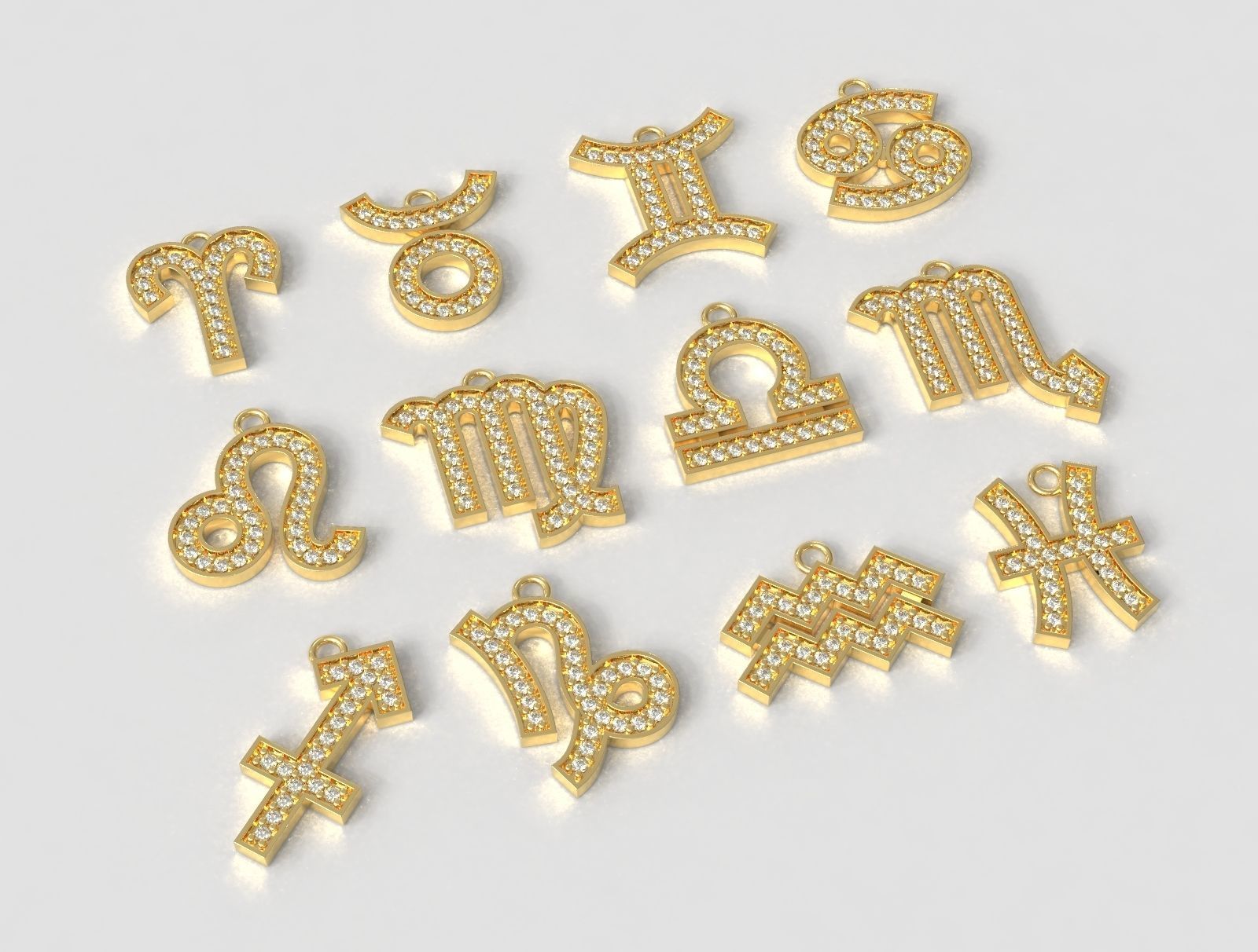 Zodiac Pendants -  2 versions 3D Model Collection_6