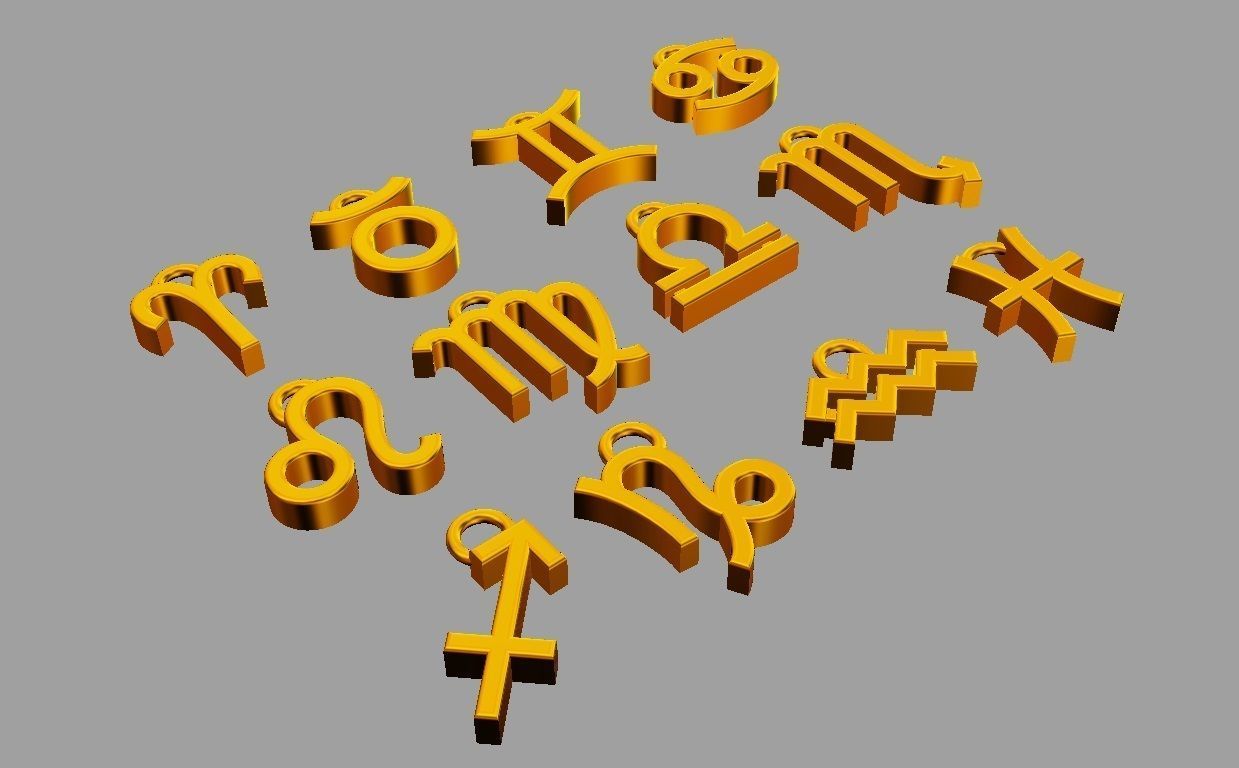 Zodiac Pendants -  2 versions 3D Model Collection_12