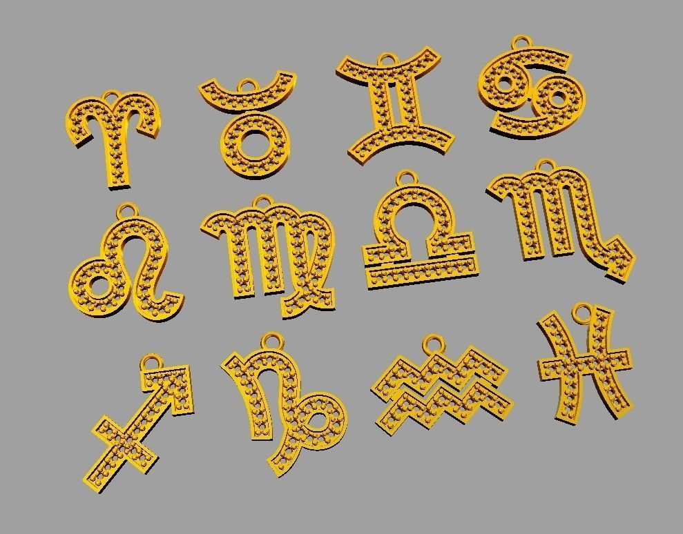 Zodiac Pendants -  2 versions 3D Model Collection_9