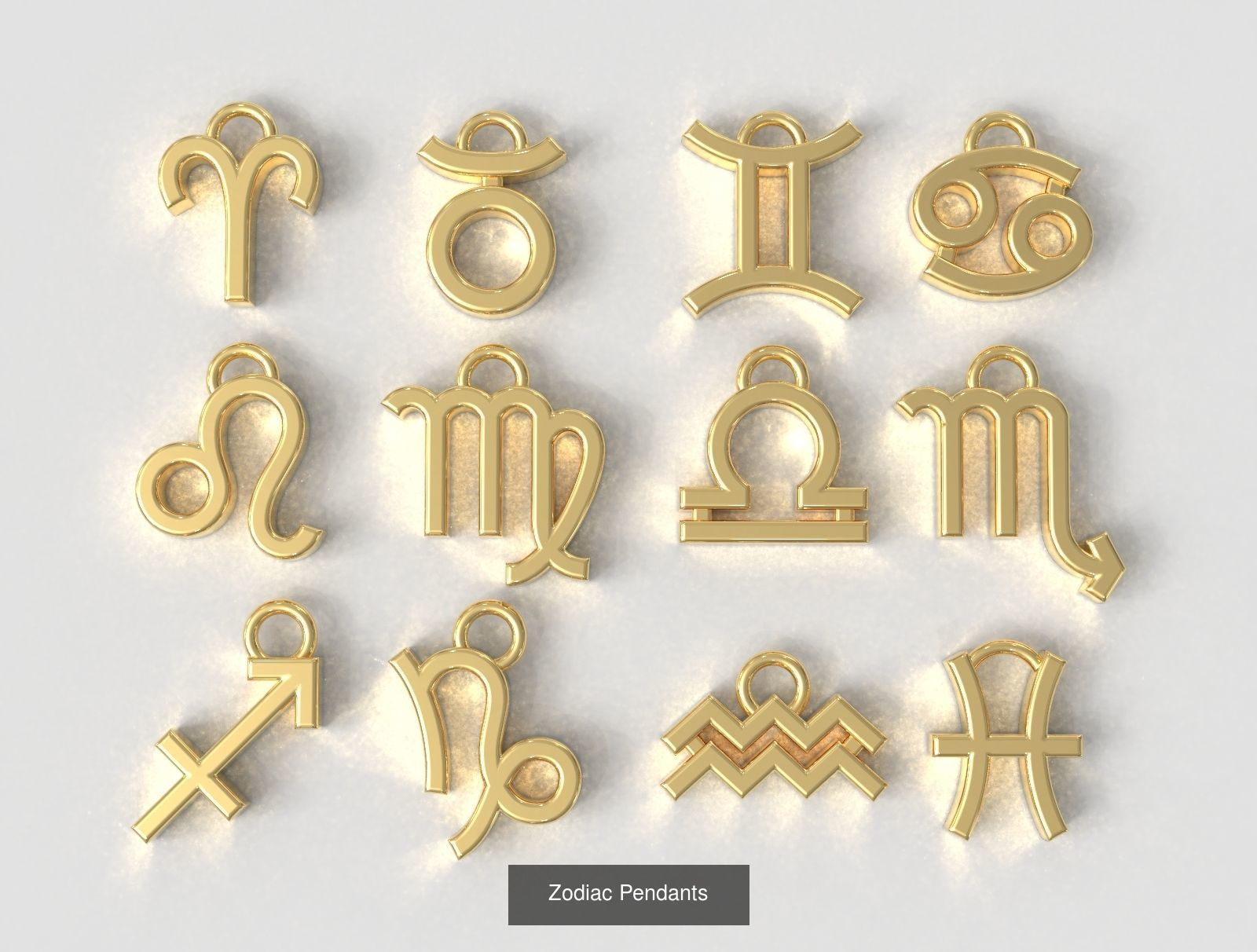 Zodiac Pendants -  2 versions 3D Model Collection_5