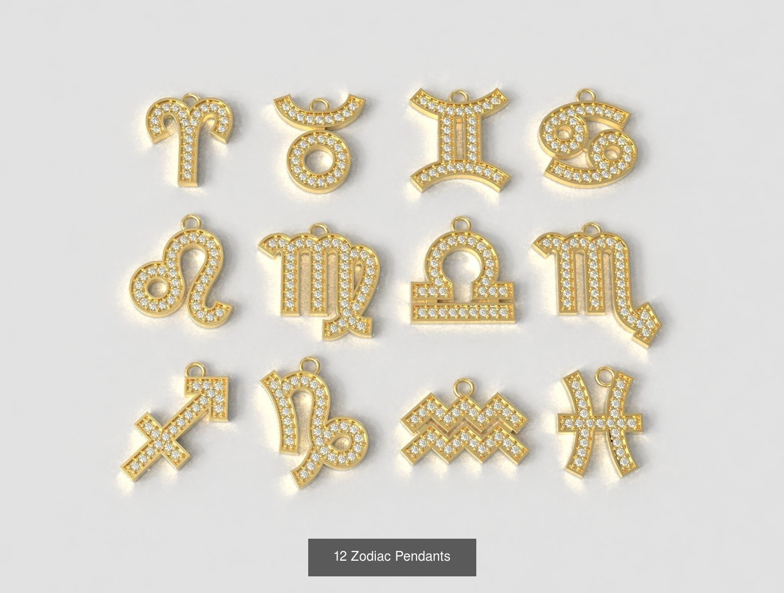 Zodiac Pendants -  2 versions 3D Model Collection_4