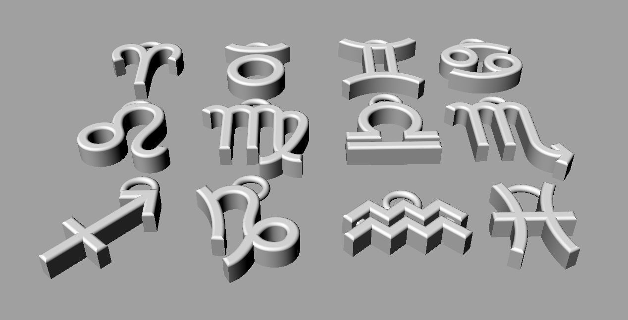 Zodiac Pendants -  2 versions 3D Model Collection_16