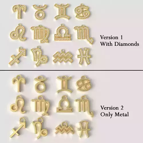 Zodiac Pendants -  2 versions 3D Model Collection