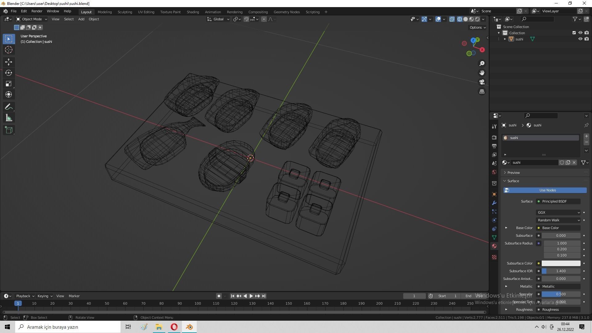 Sushi on wooden cutting board Low-poly 3D model_31