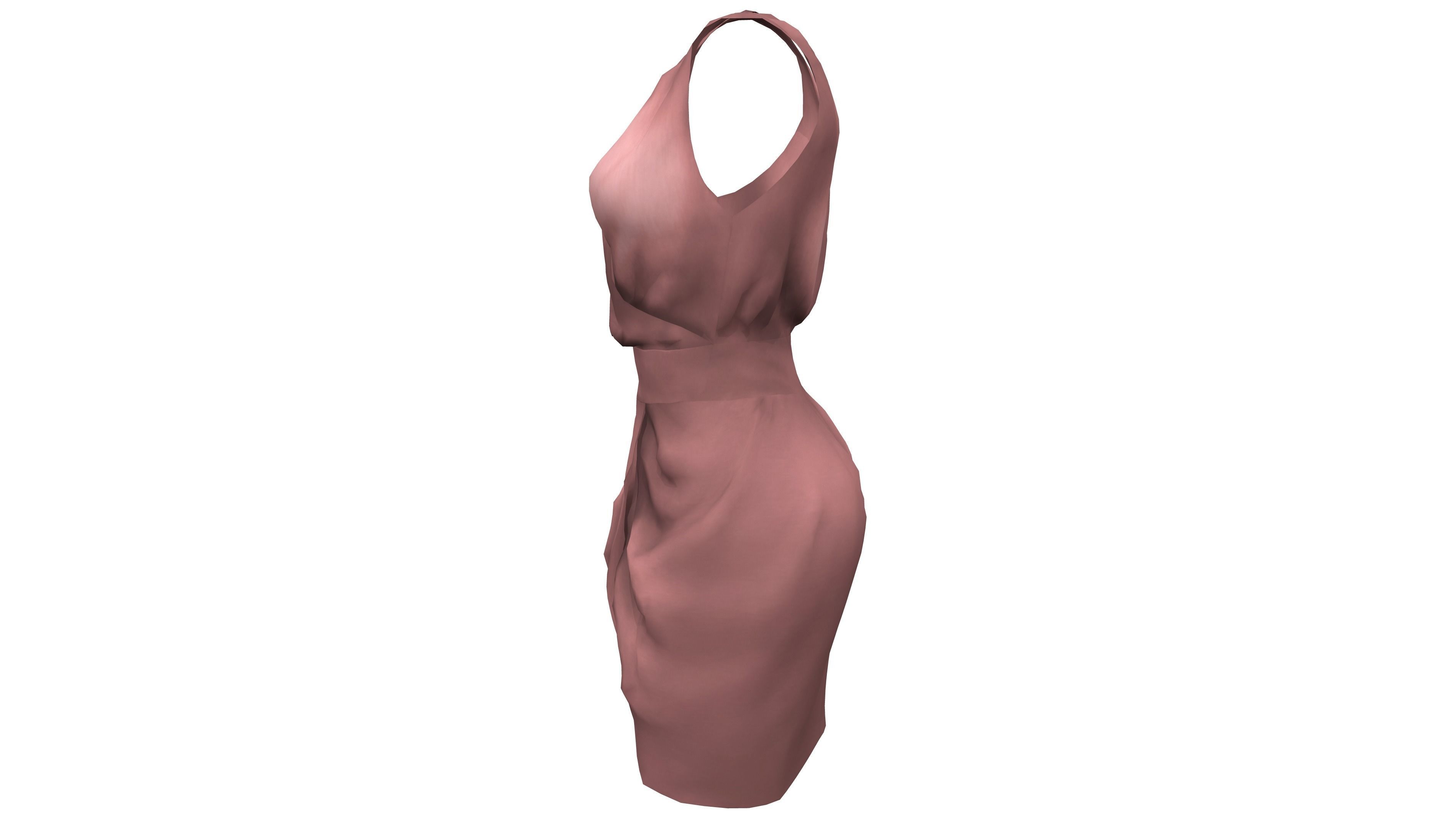 Tulip Skirt Dress Low-poly 3D model_6