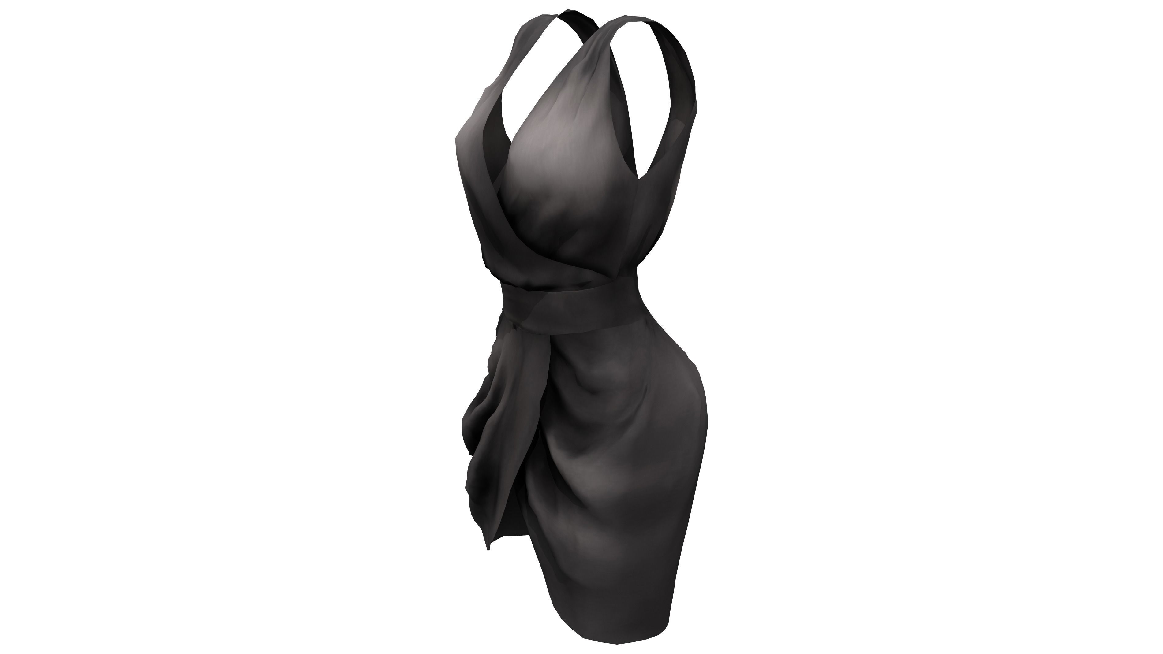 Tulip Skirt Dress Low-poly 3D model_4
