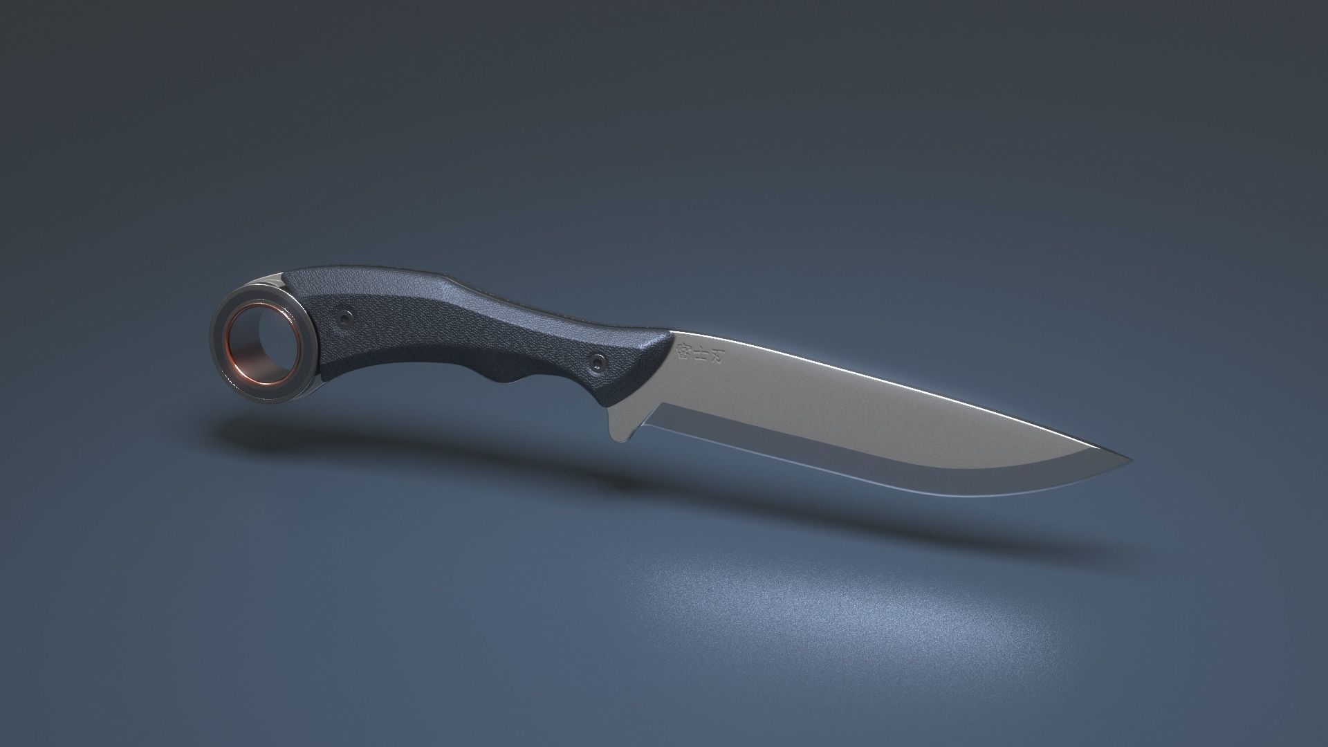 Hunting and combat modern knife 3D model_1