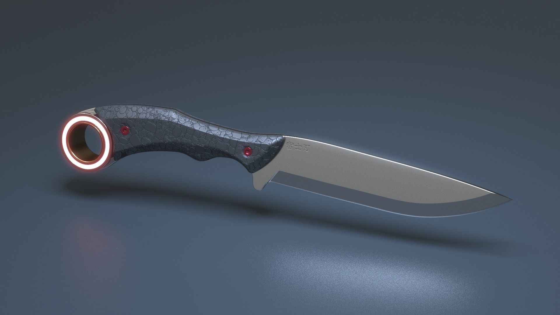 Hunting and combat modern knife 3D model_10