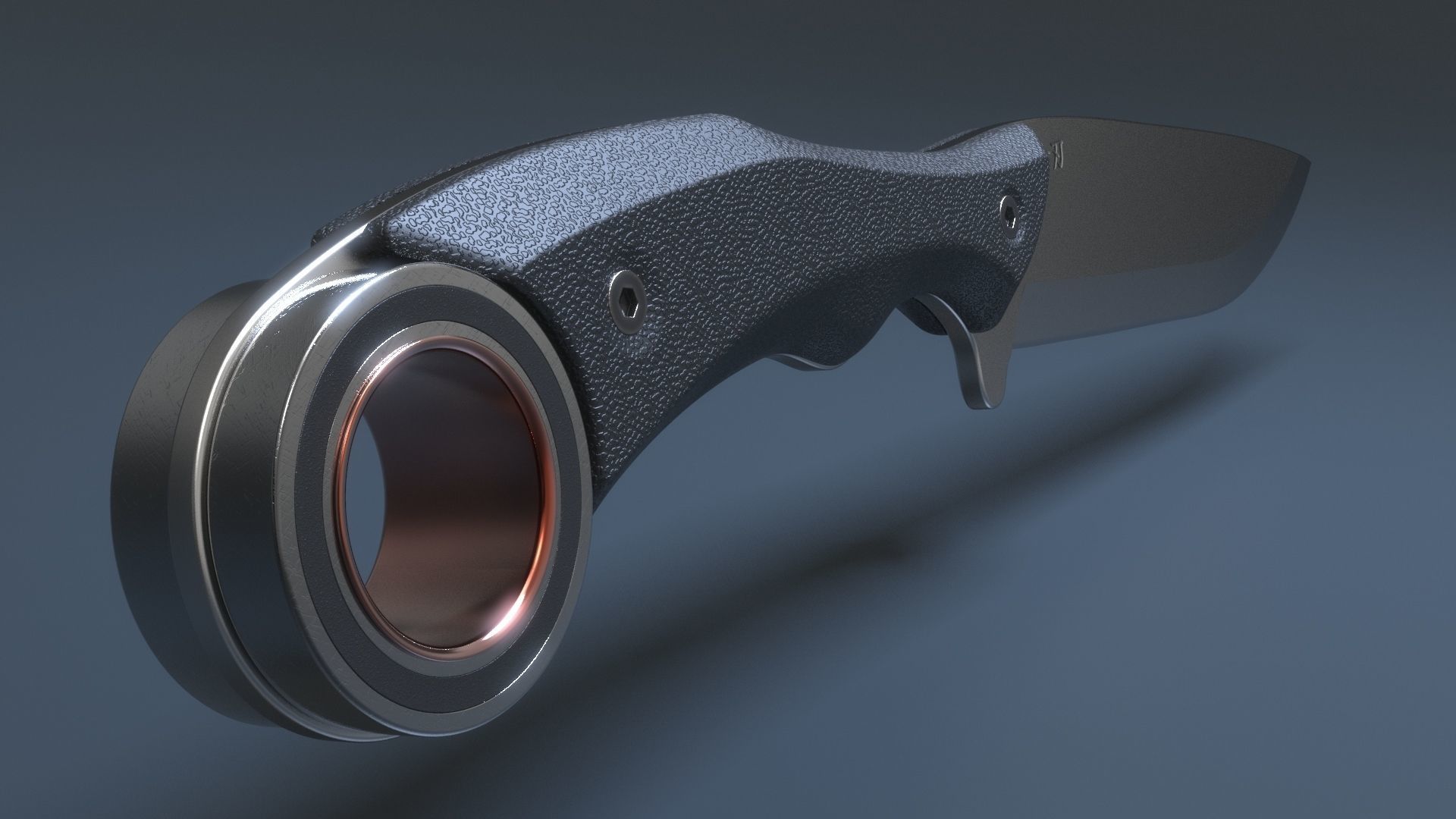 Hunting and combat modern knife 3D model_2