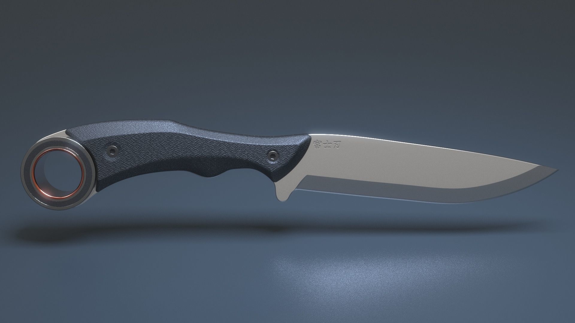 Hunting and combat modern knife 3D model_5