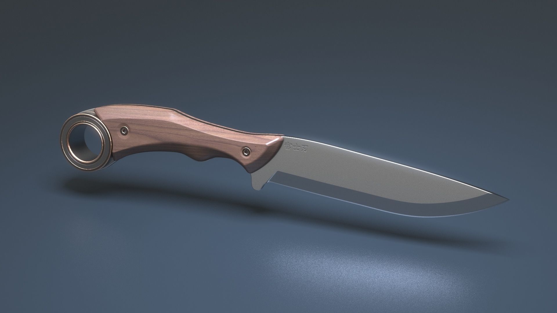 Hunting and combat modern knife 3D model_9