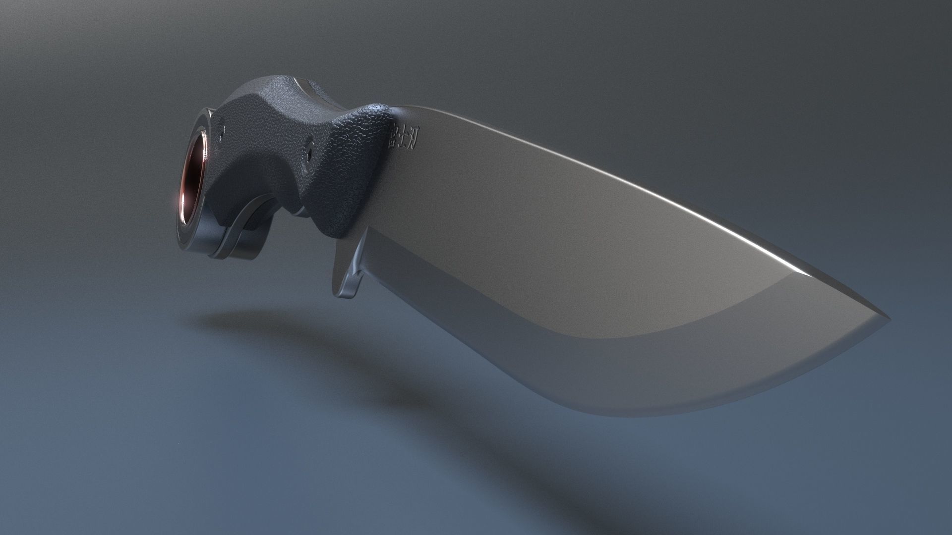 Hunting and combat modern knife 3D model_6