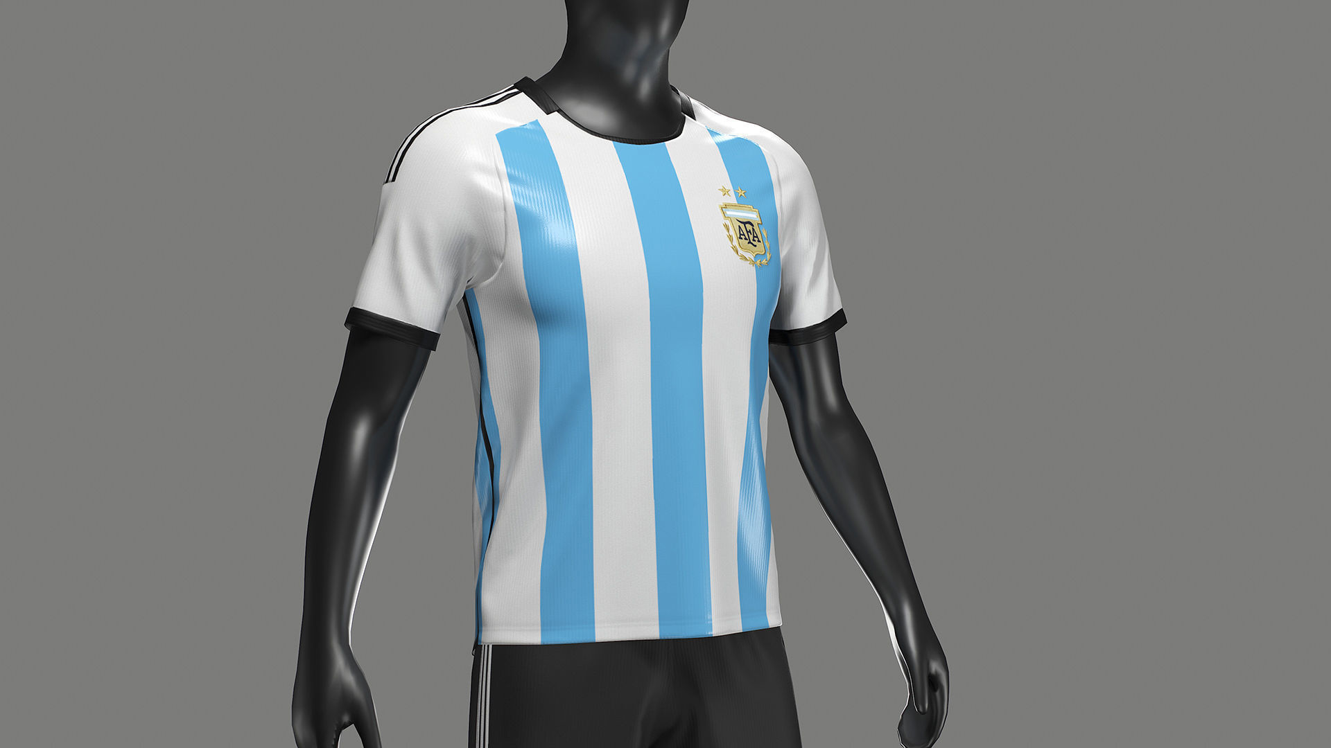 Argentina Football Jersey FIFA World Cup 2022 Low-poly 3D model_4