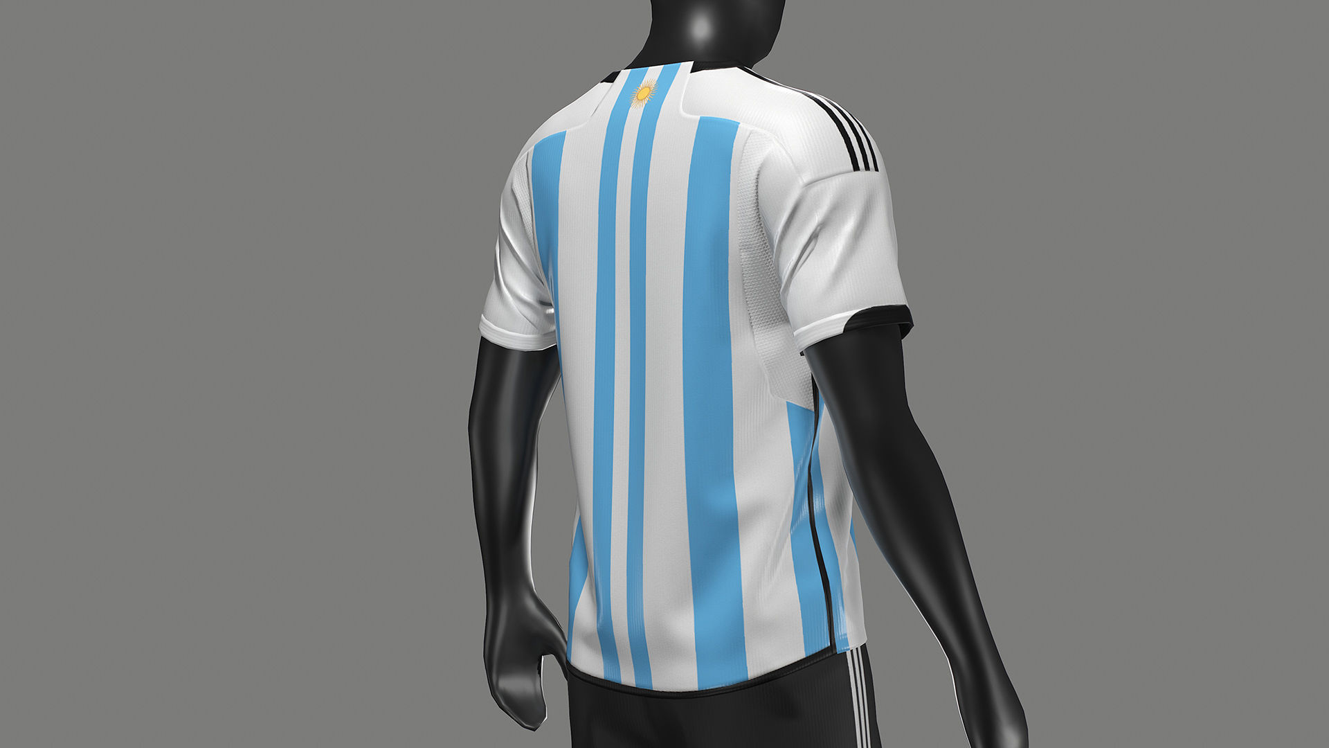Argentina Football Jersey FIFA World Cup 2022 Low-poly 3D model_7