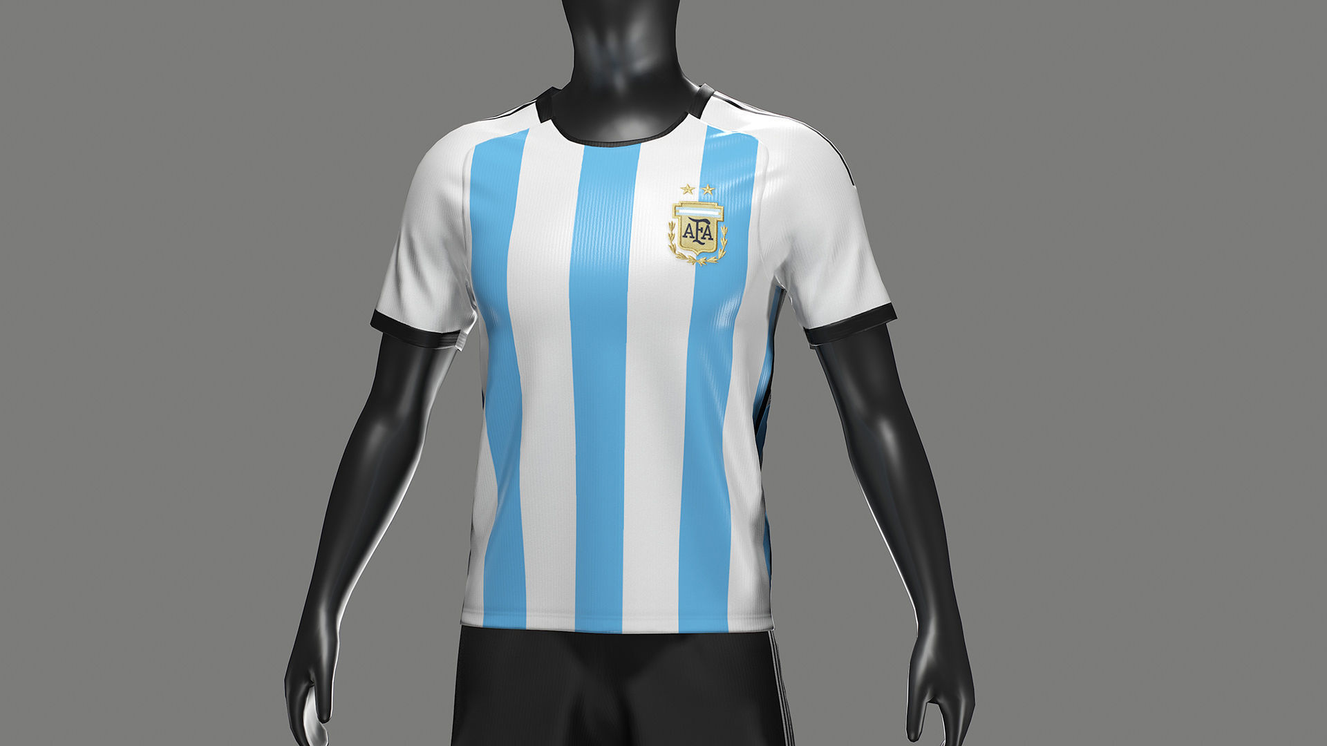 Argentina Football Jersey FIFA World Cup 2022 Low-poly 3D model_3
