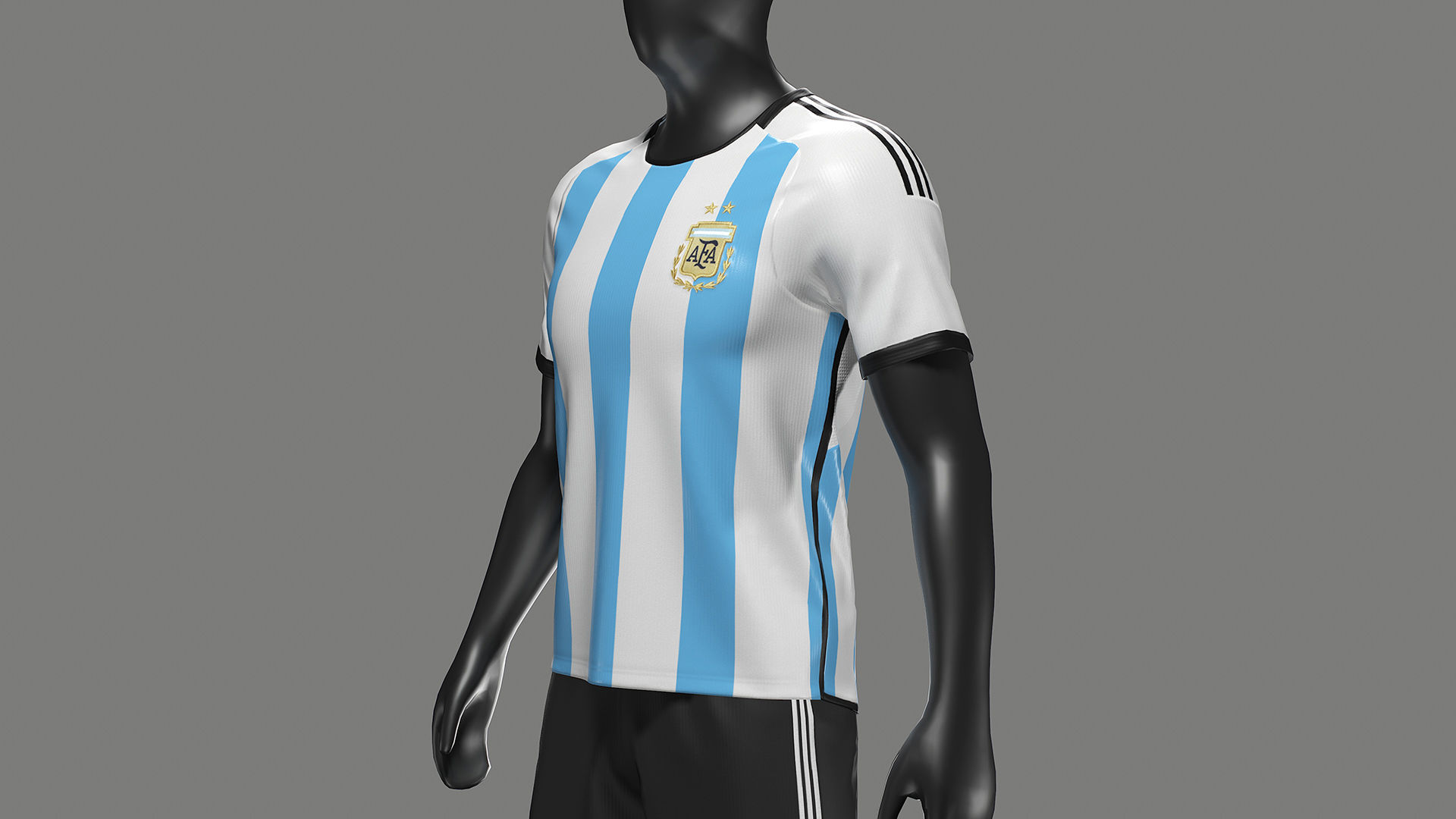 Argentina Football Jersey FIFA World Cup 2022 Low-poly 3D model_12