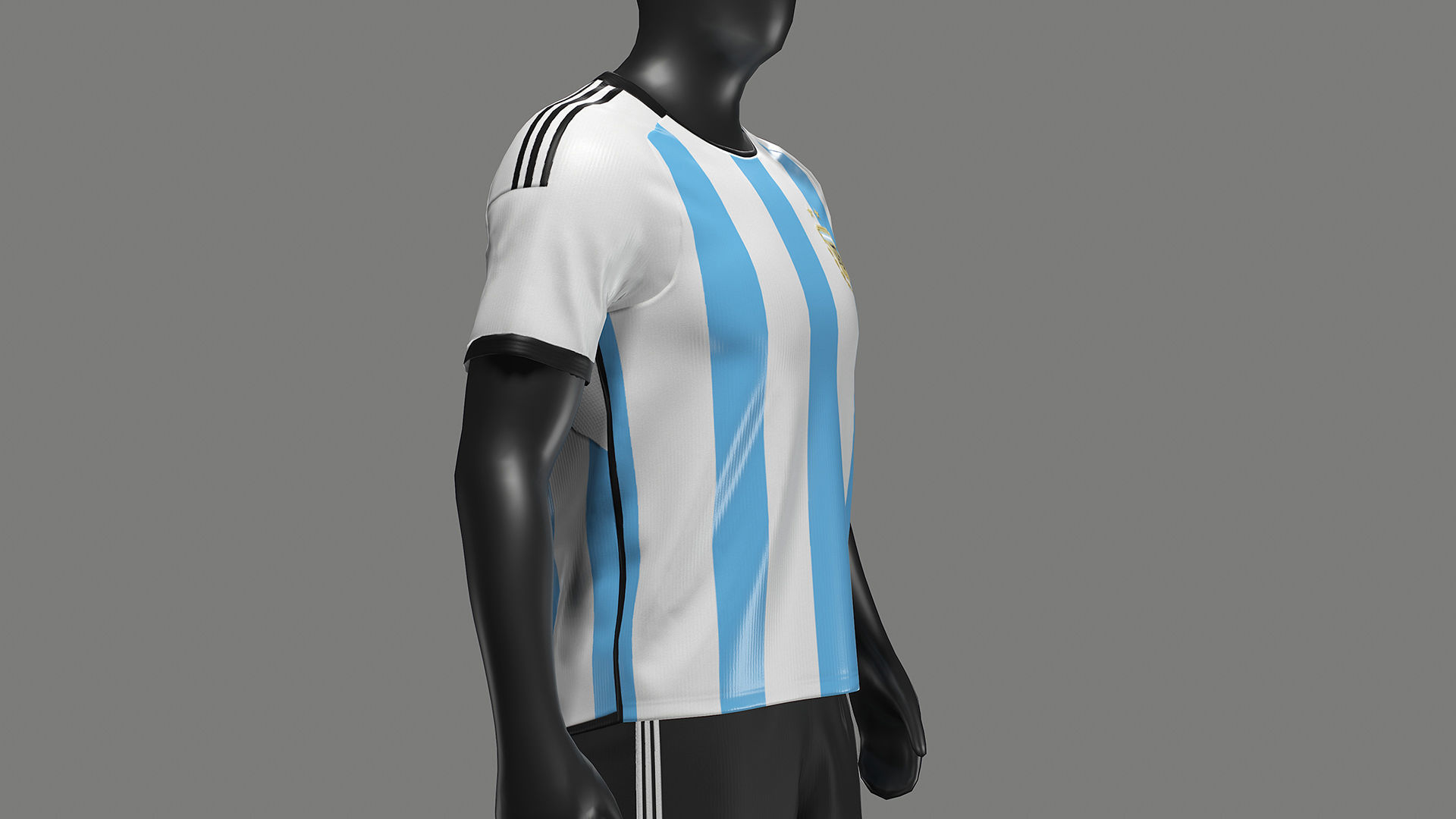 Argentina Football Jersey FIFA World Cup 2022 Low-poly 3D model_5