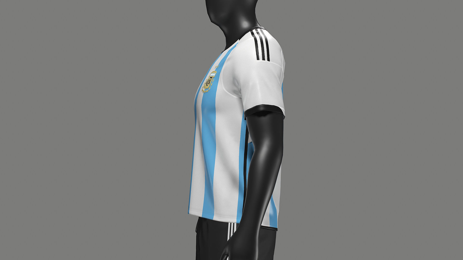Argentina Football Jersey FIFA World Cup 2022 Low-poly 3D model_11