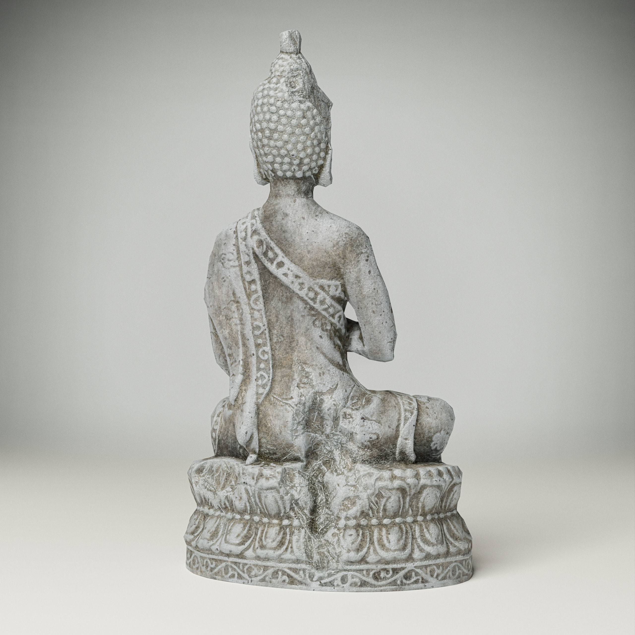 Statue of Buddha covered with frost and snow Low-poly 3D model Free low-poly 3D model_4