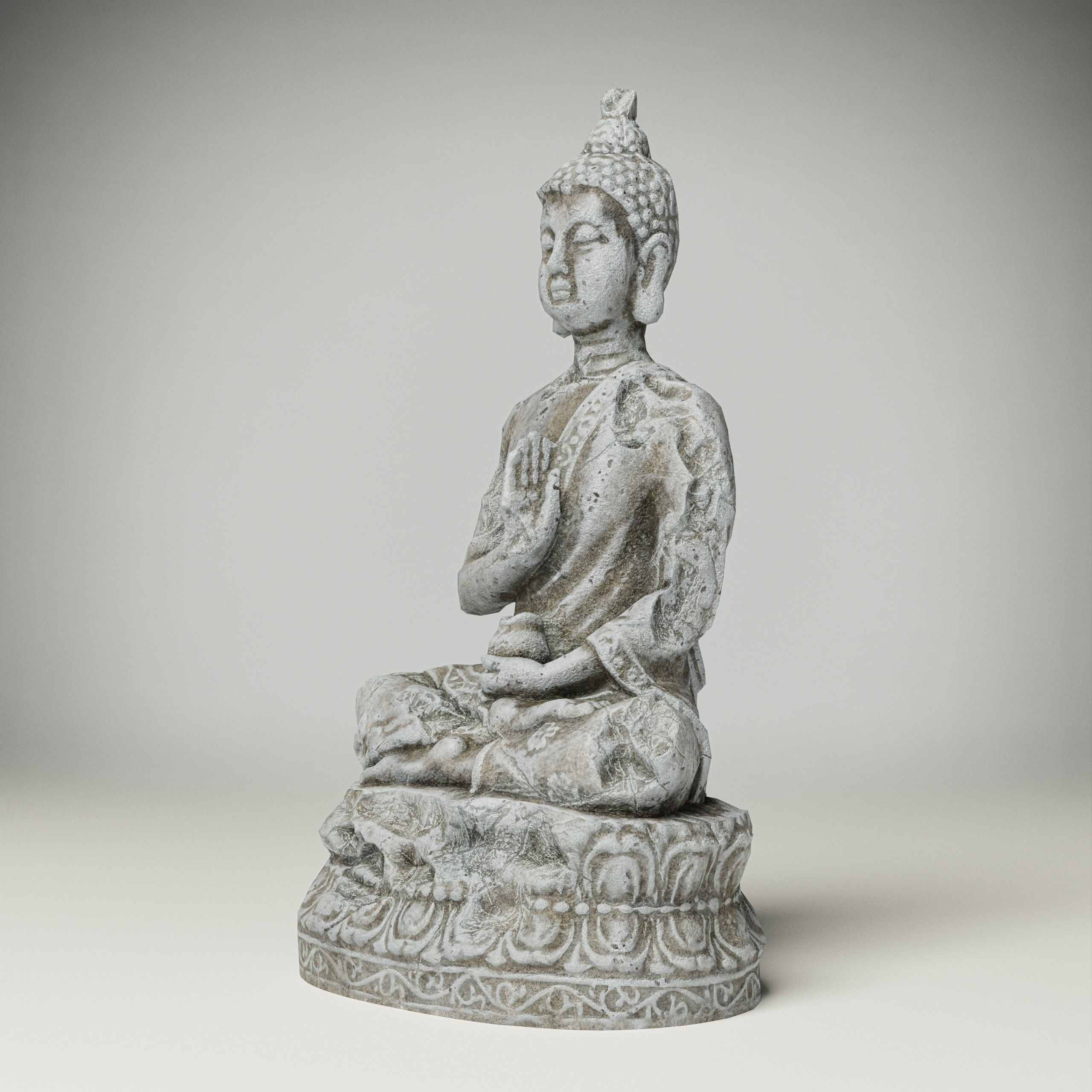 Statue of Buddha covered with frost and snow Low-poly 3D model Free low-poly 3D model_1