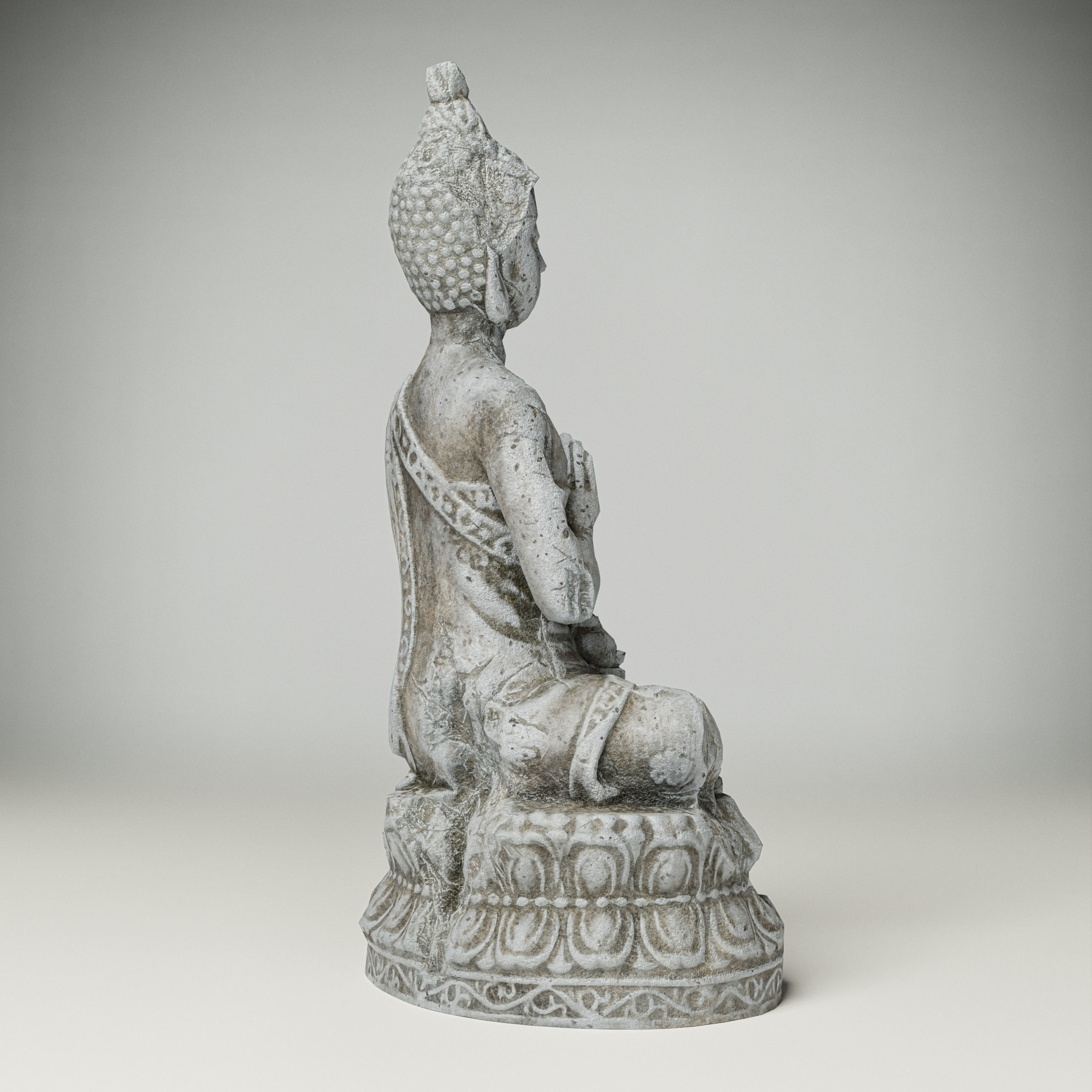 Statue of Buddha covered with frost and snow Low-poly 3D model Free low-poly 3D model_5