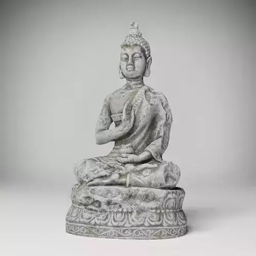 Statue of Buddha covered with frost and snow Low-poly 3D model Free low-poly 3D model