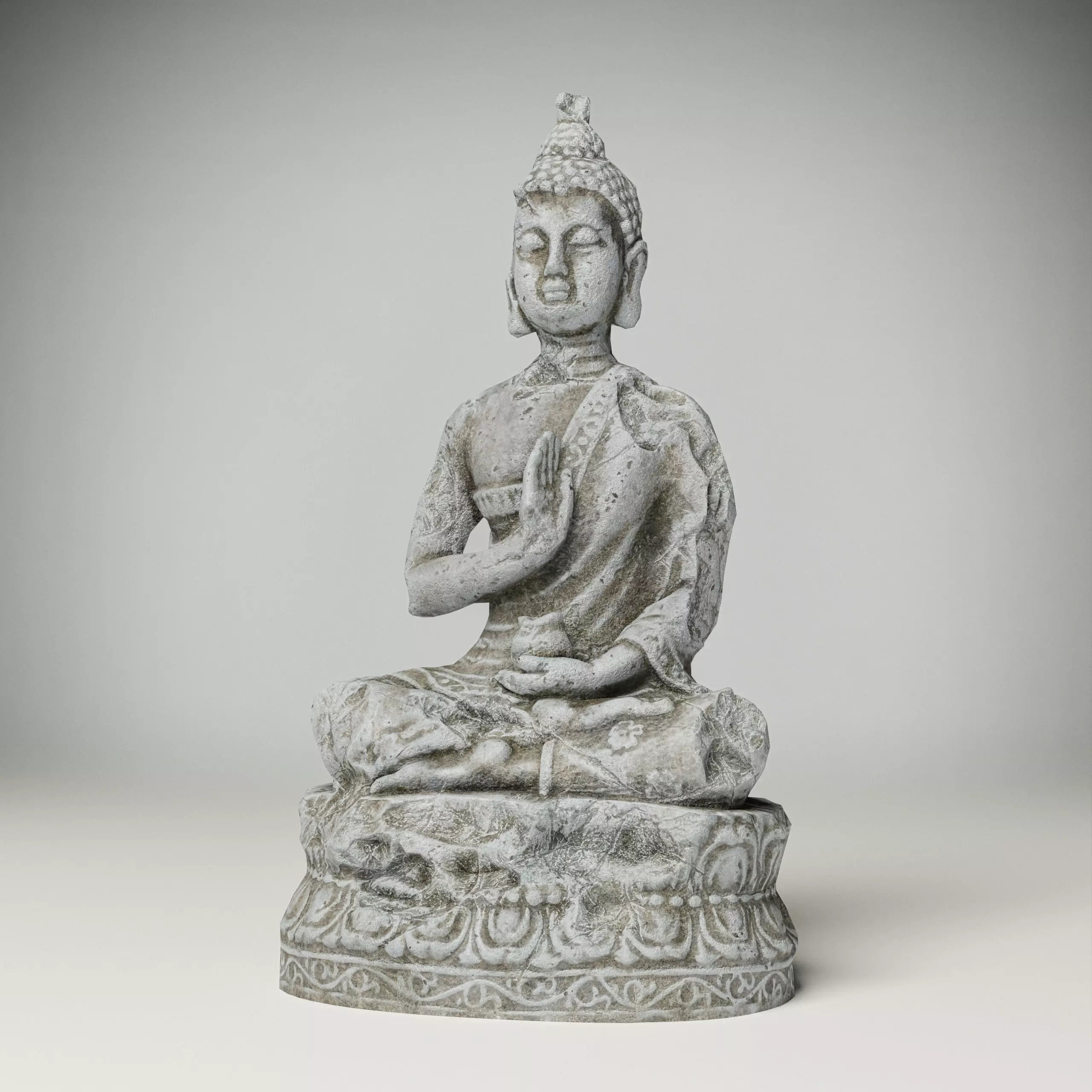 Statue of Buddha covered with frost and snow Low-poly 3D model Free low-poly 3D model_0