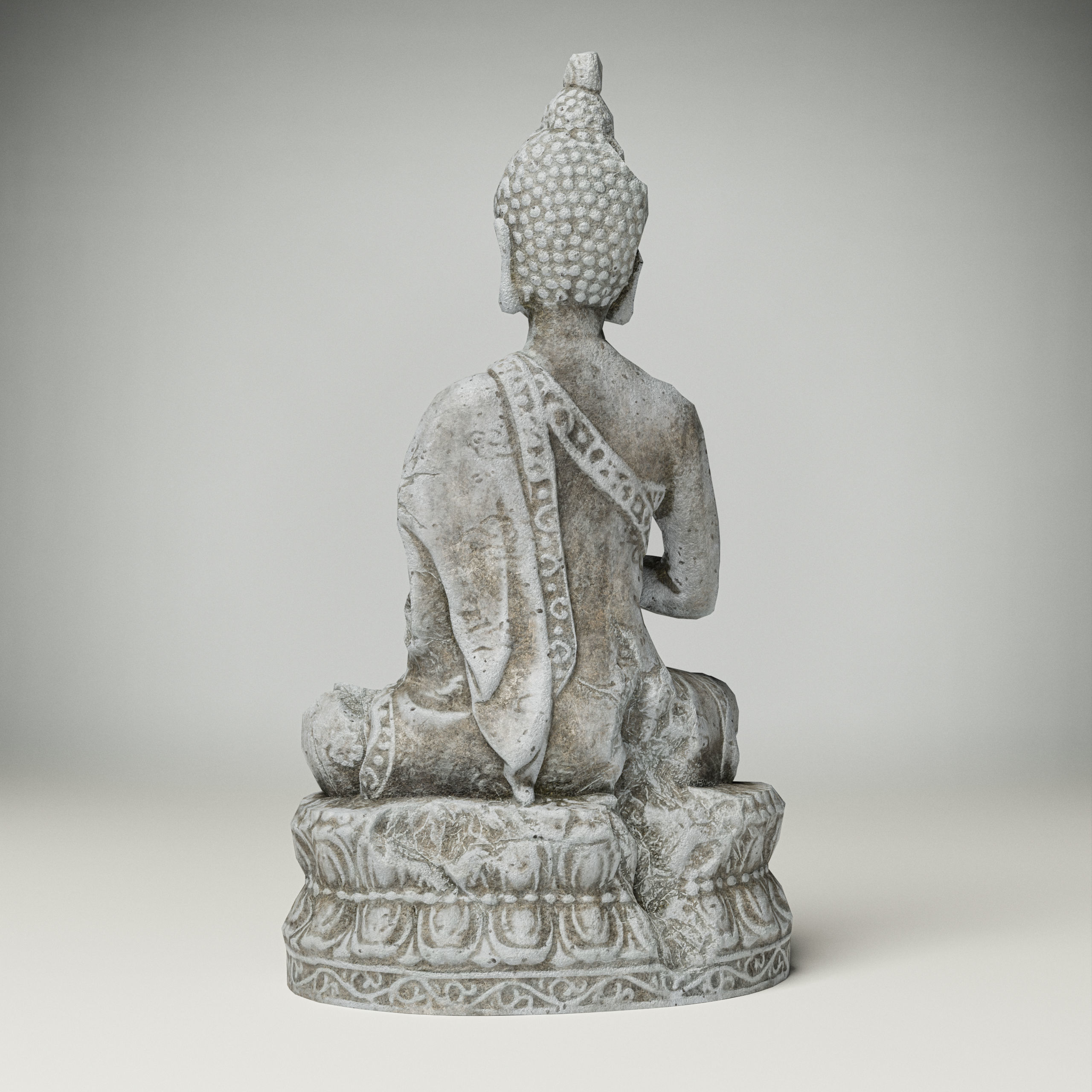 Statue of Buddha covered with frost and snow Low-poly 3D model Free low-poly 3D model_3