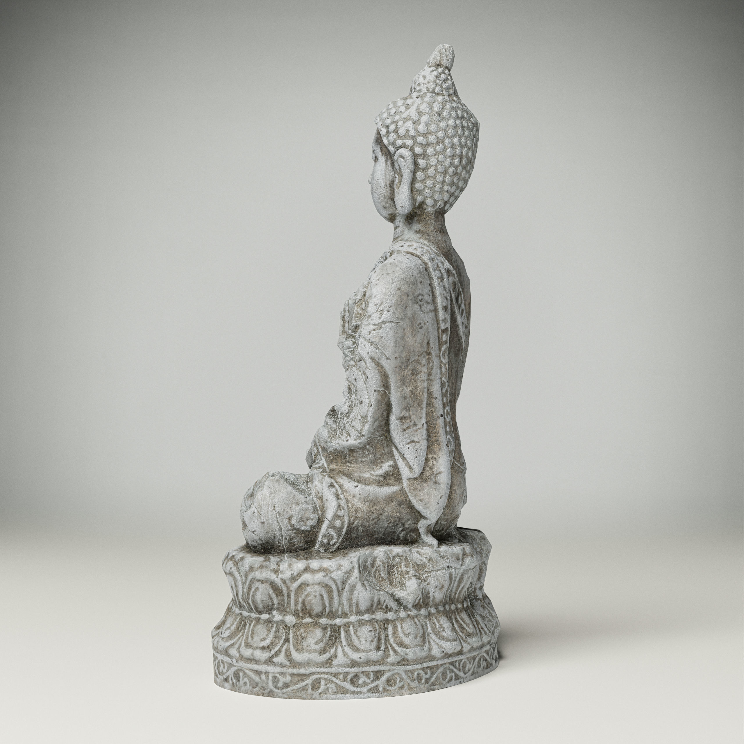 Statue of Buddha covered with frost and snow Low-poly 3D model Free low-poly 3D model_2