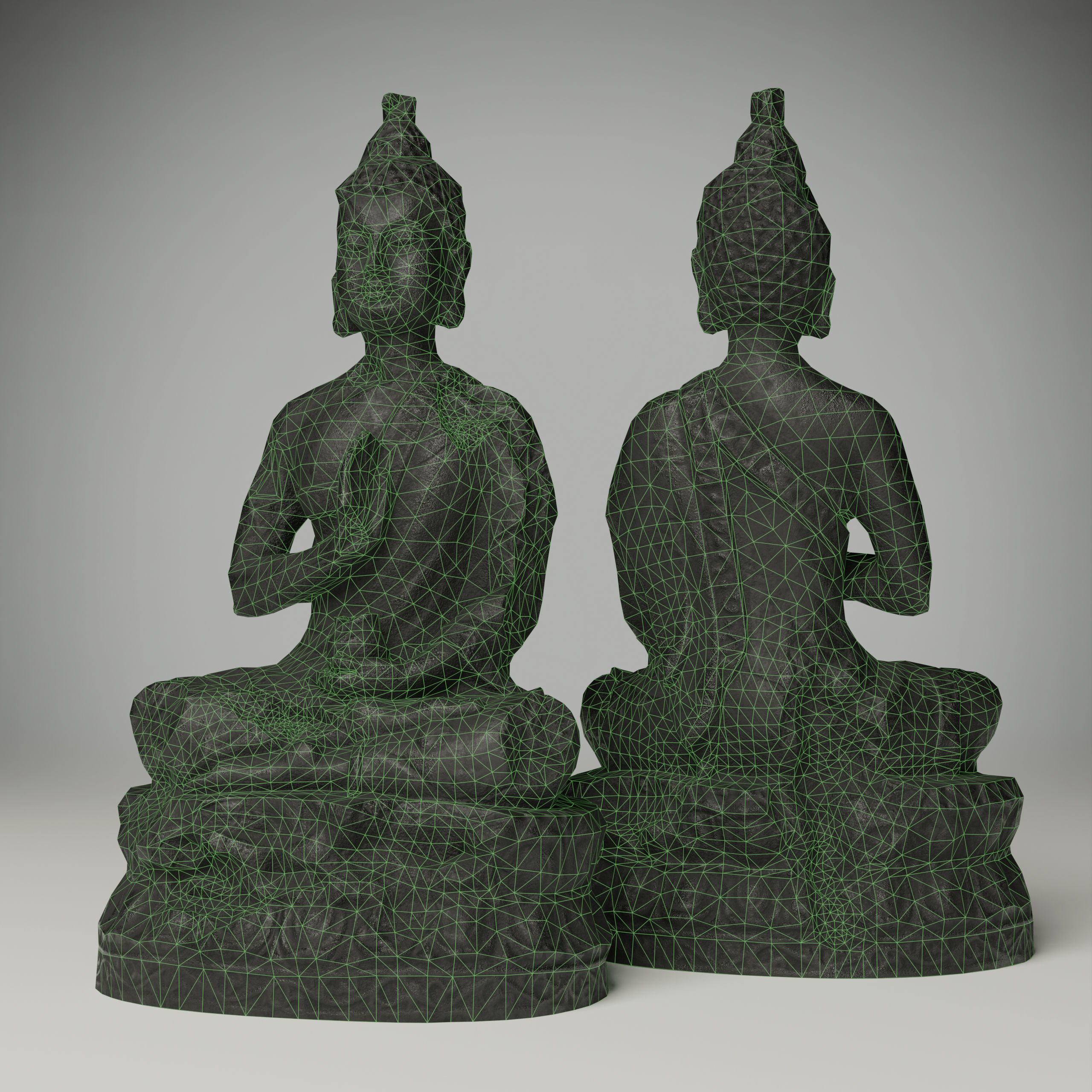 Statue of Buddha covered with frost and snow Low-poly 3D model Free low-poly 3D model_6