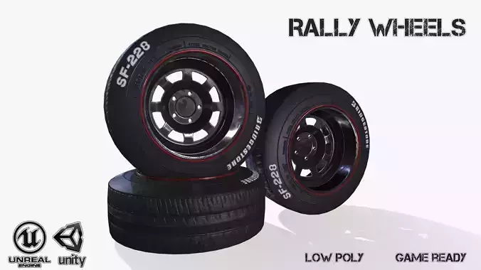 Rally wheel FS - 228  Low-poly 3D model