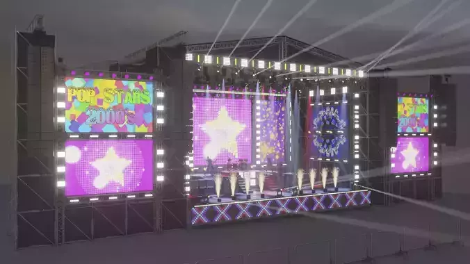 Animated OPEN AIR stage EEVEE render 3D model