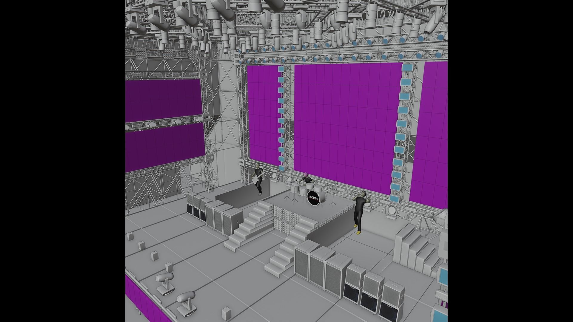 Animated OPEN AIR stage EEVEE render 3D model_10