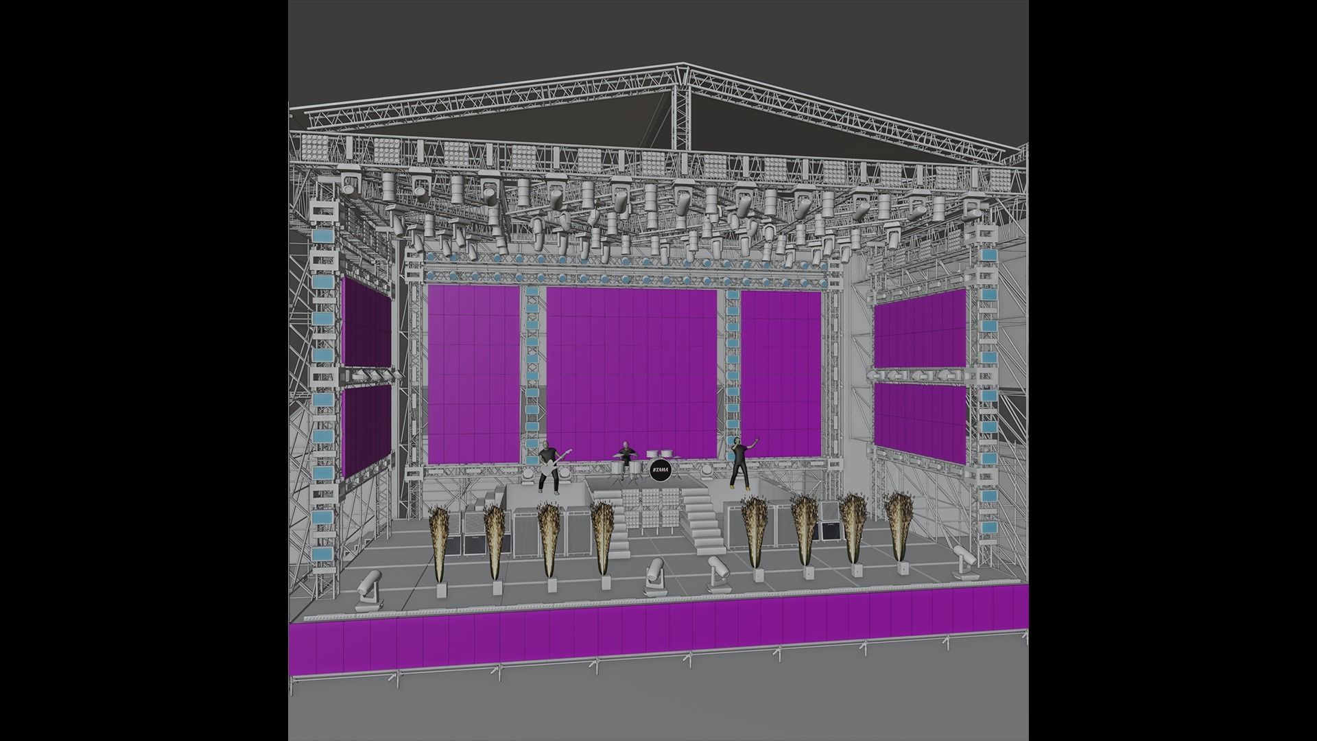 Animated OPEN AIR stage EEVEE render 3D model_7