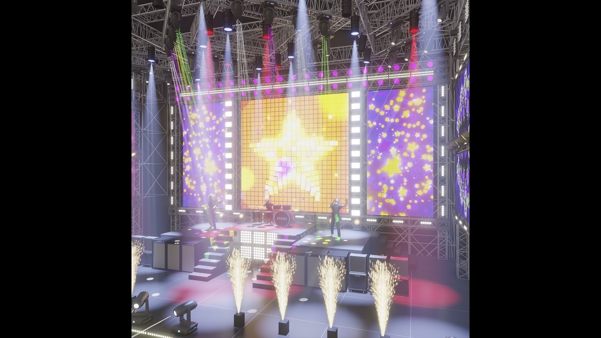 Animated OPEN AIR stage EEVEE render 3D model_6