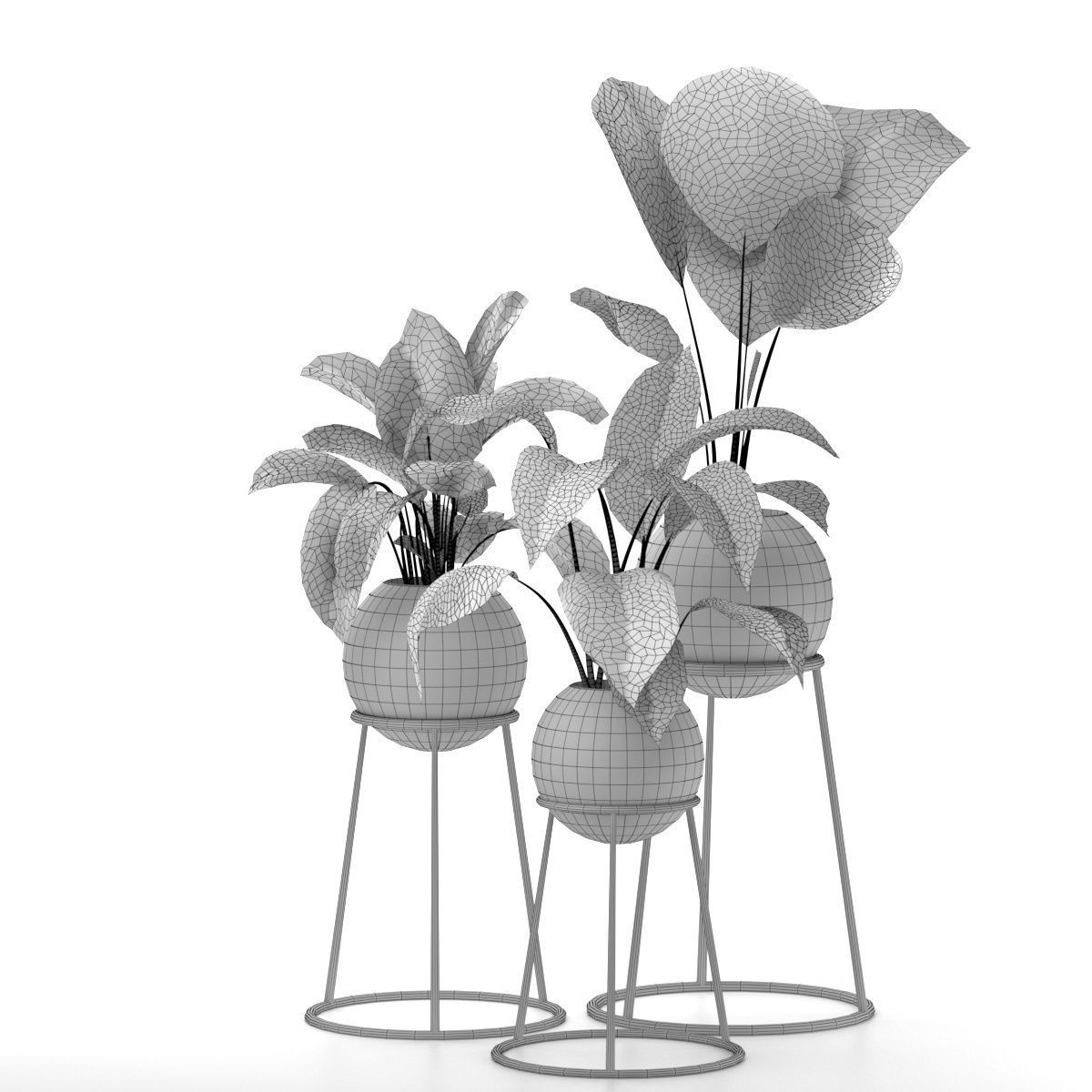 plant-indoor concrete sphere planter 3D model_1