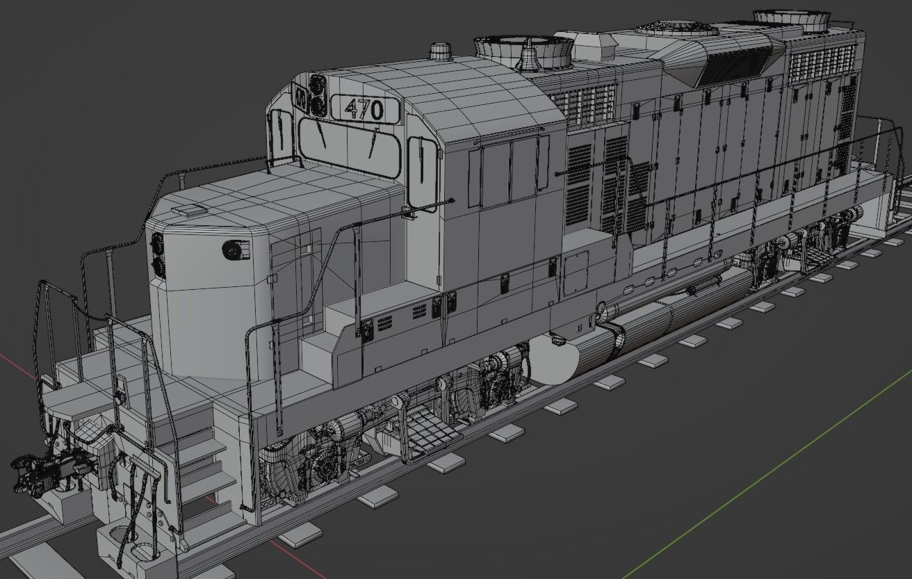 Diesel Train Locomotive EMD GP20 Textured 3D model_2