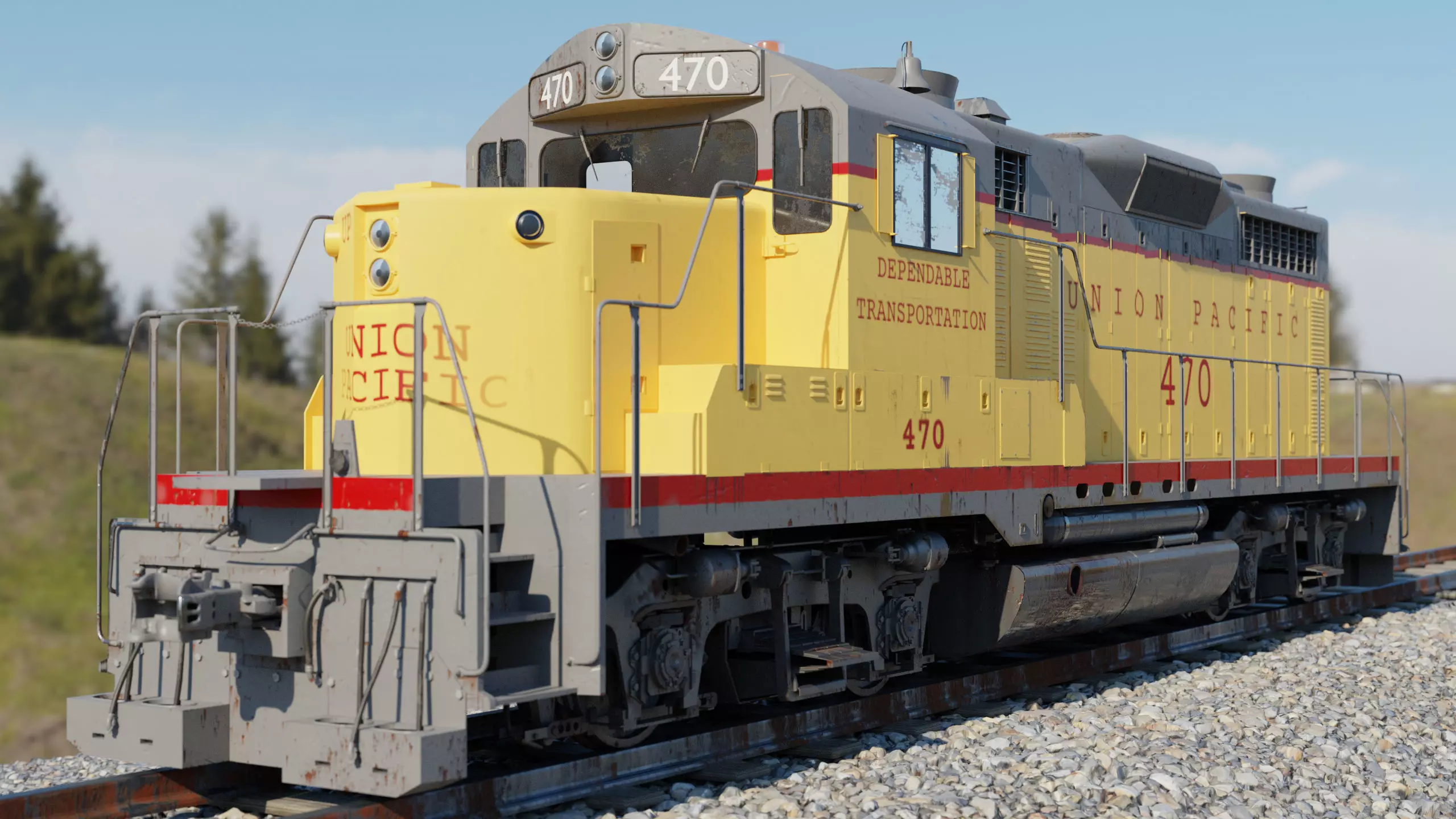 Diesel Train Locomotive EMD GP20 Textured 3D model_0