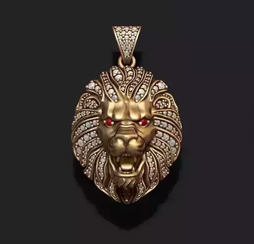 lion necklace with gems