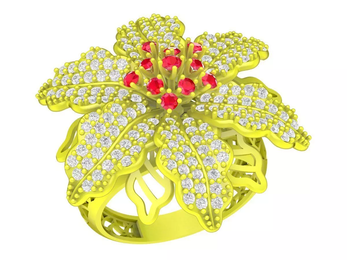 Luxury Multi Petal Flower Ring 3D Model 4395 3D print model